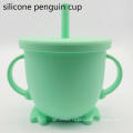 Baby Training Trinken Stroh Silikonbecher Pinguin Tasse